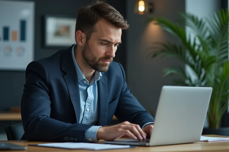 Professionnel en costume analysant graphiques financiers