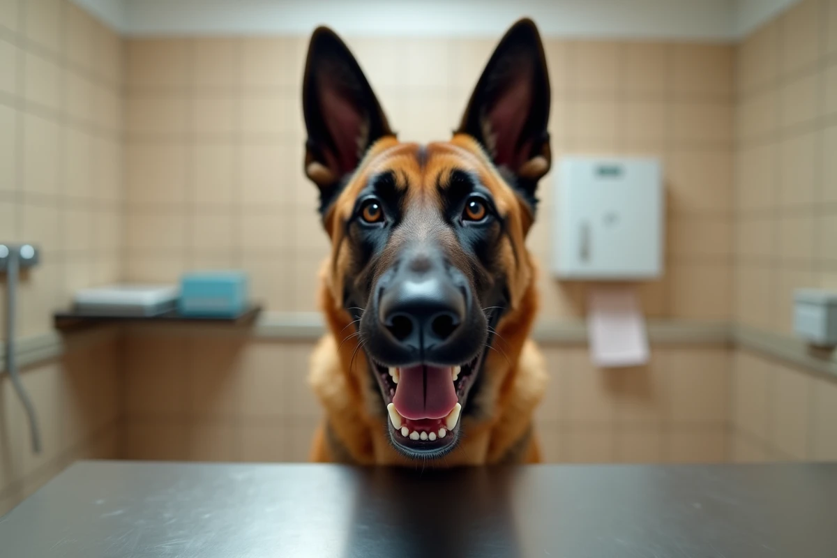 Portrait d un Malinois au cabinet vétérinaire